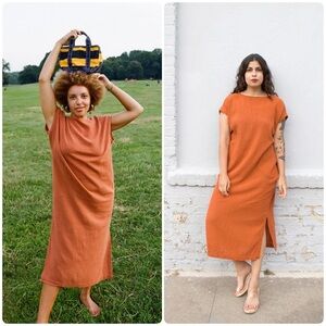 New! Curator SF Breezy Kaftan Cotton Dress in Tabasco Deep Orange 🧡 XL